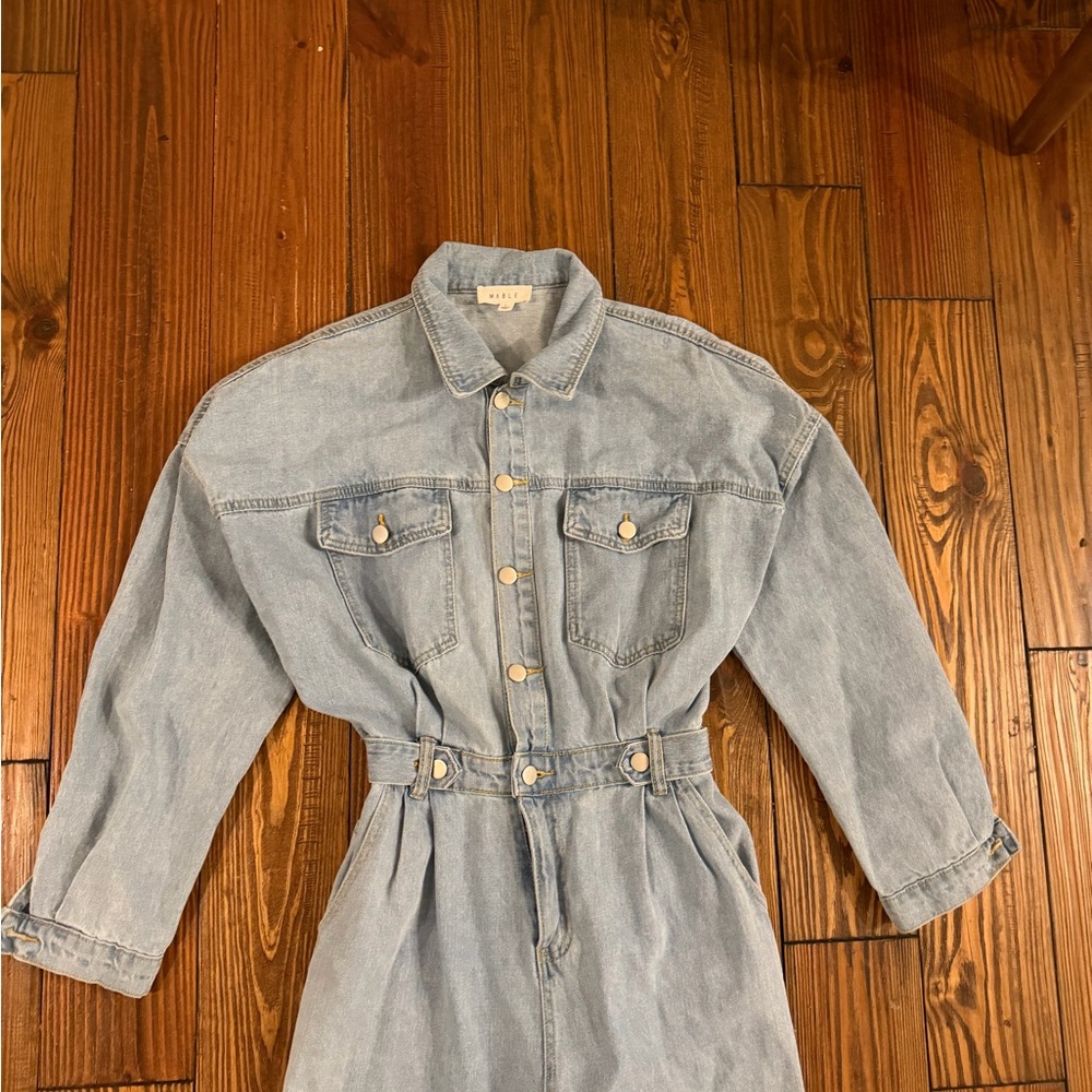 Stylish Light Blue Denim Jumpsuit - Picture 2 of 4
